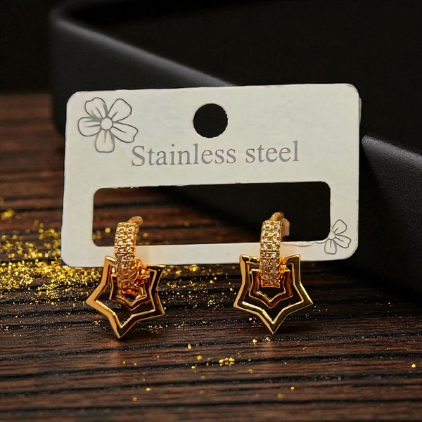 Premium Gold Plated Stainless Steel Star Earrings